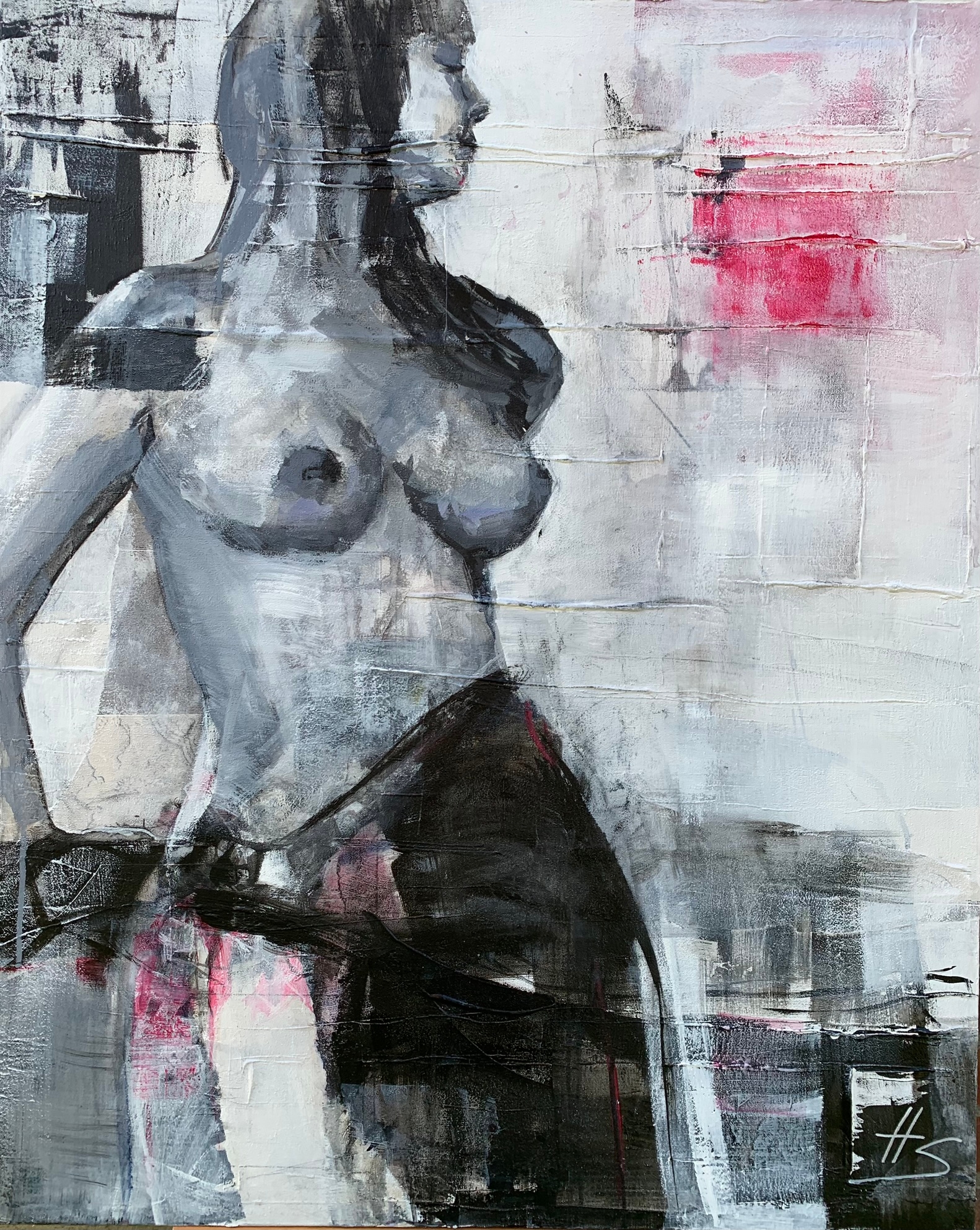 Akt-Kunstwerk von Heike Schümann zeigt eine stehende Frau