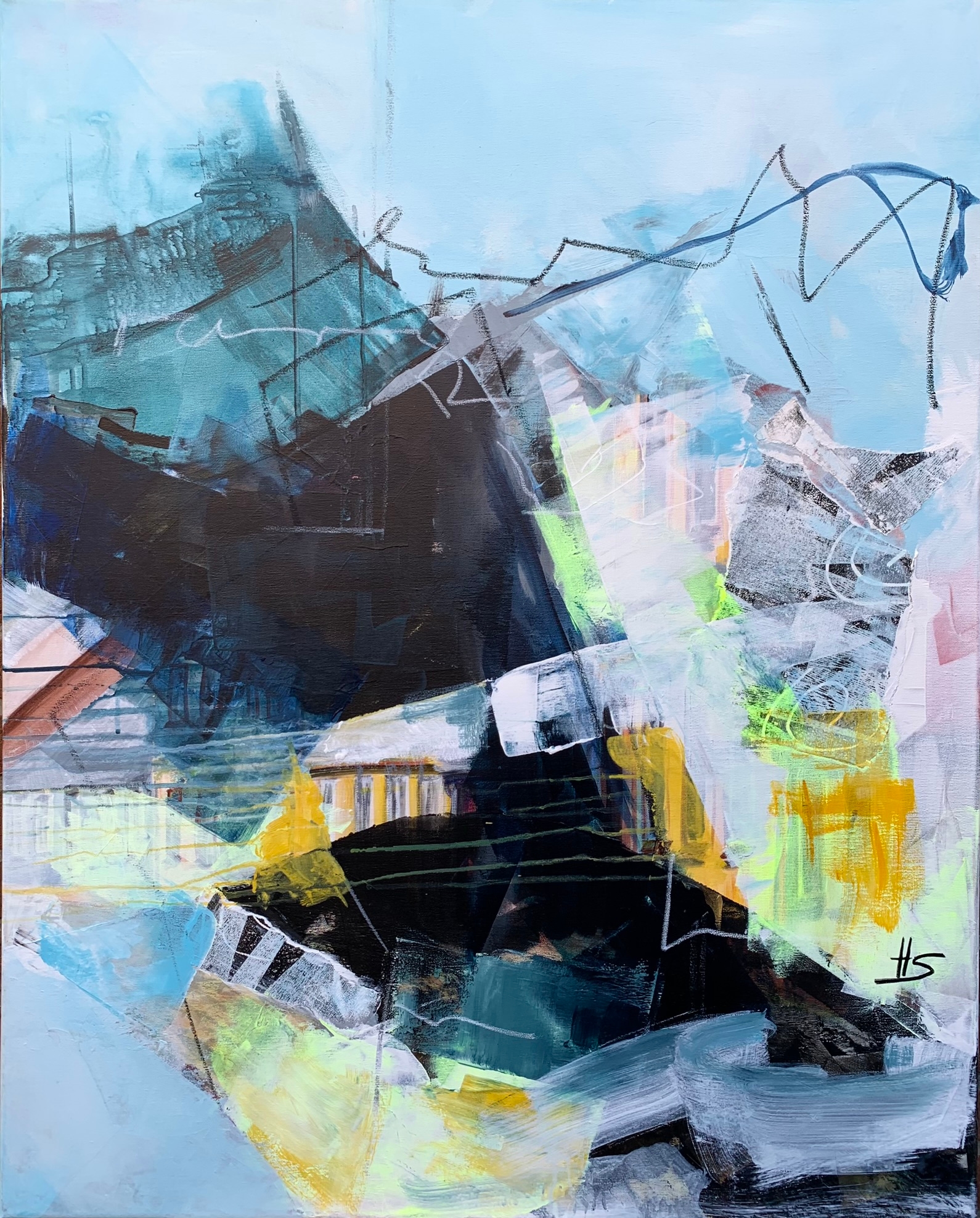 Kunstwerk von Heike Schümann mit abstrakten Strukturen