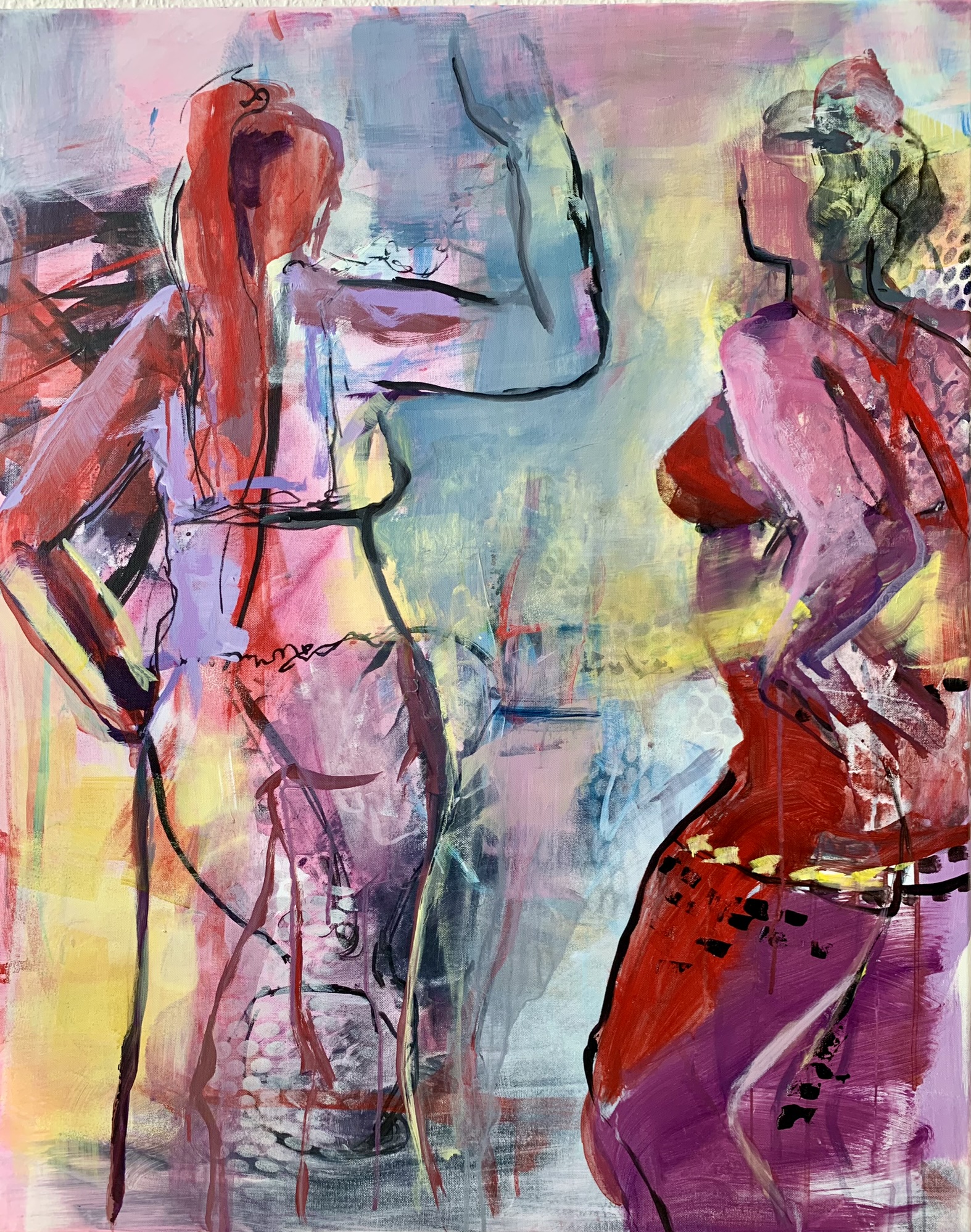 Kunstwerk von Heike Schümann zeigt zwei den Betrachtenden abgewandte stehende Frauen