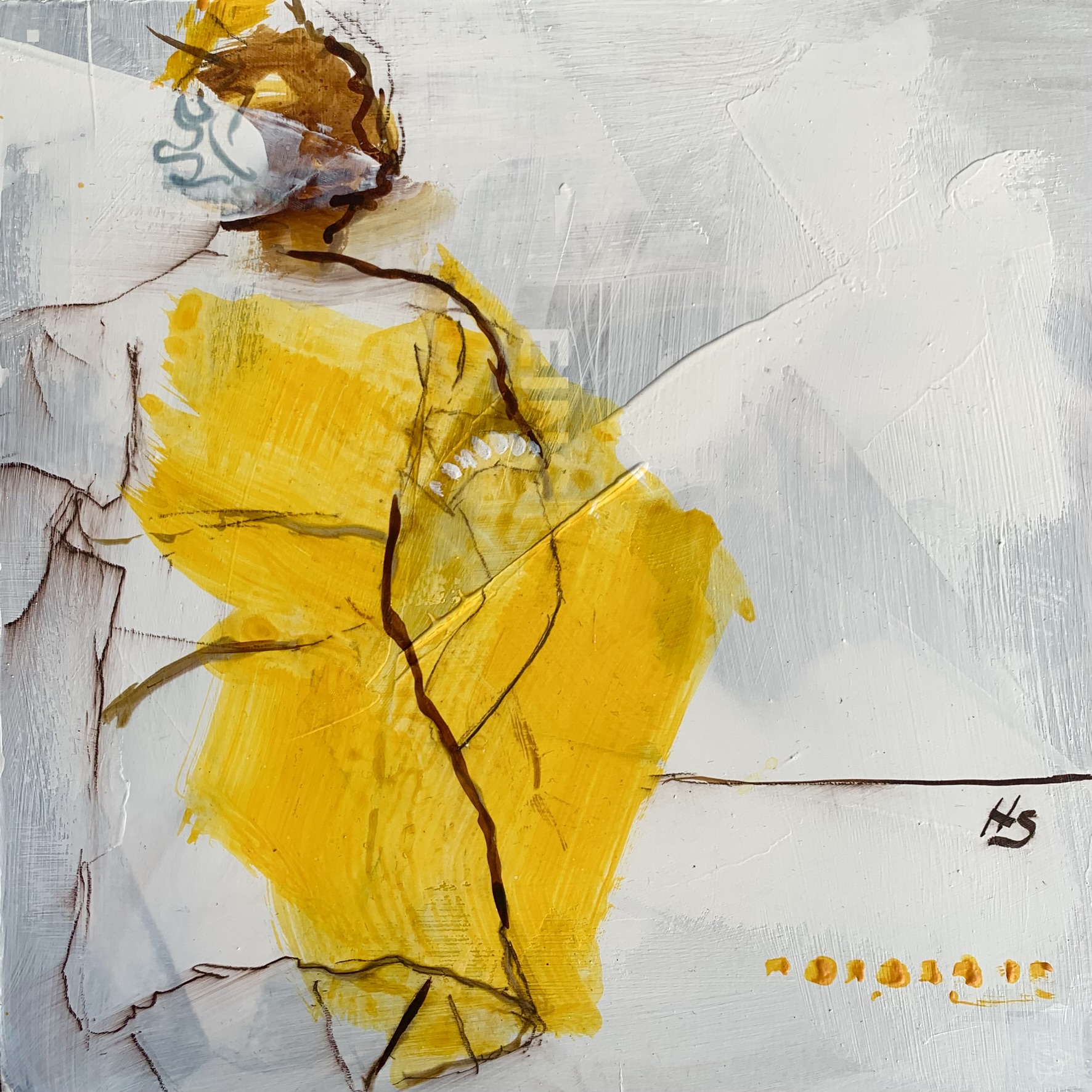 Kunstwerk von Heike Schümann zeigt eine den Betrachtenden mit dem Rücken abgewandte stehende Frau