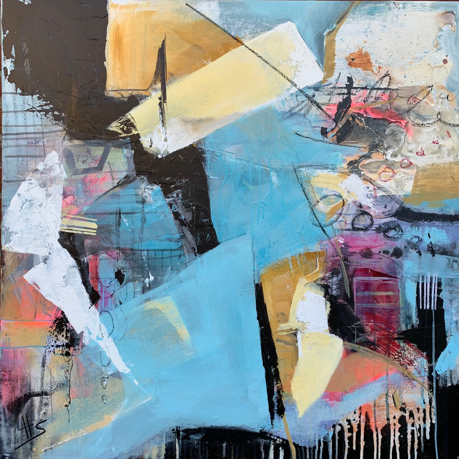 Kunstwerk von Heike Schümann mit abstrakten Strukturen