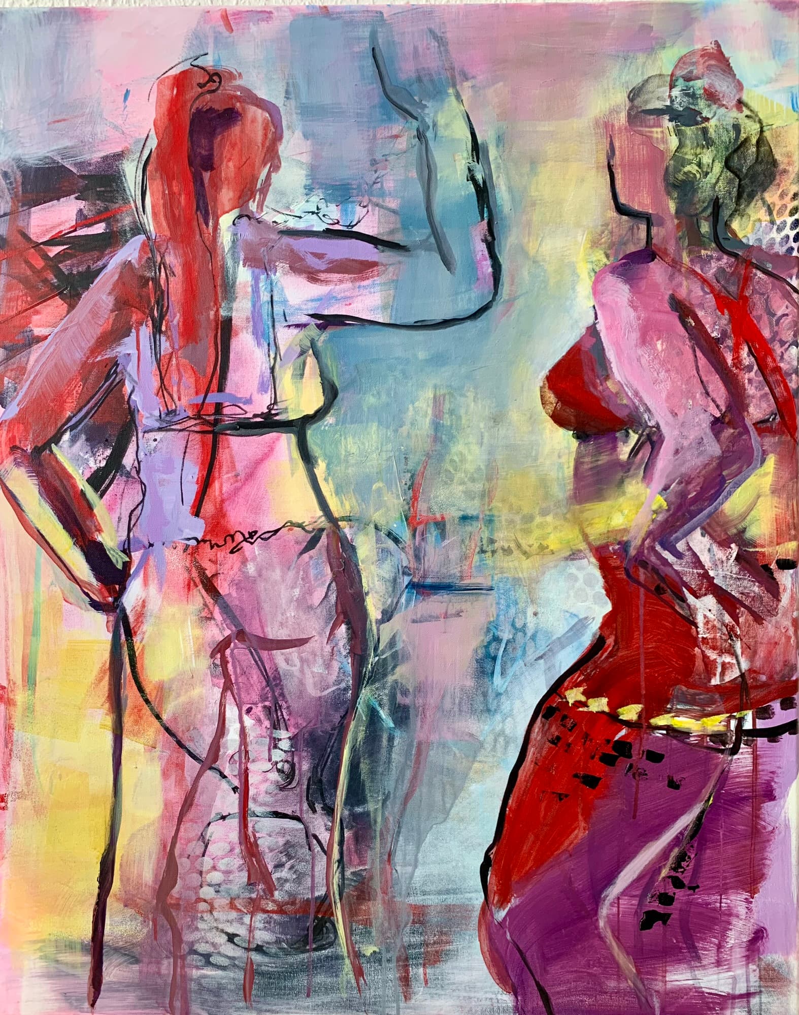 Artwork by Heike Schümann showing two standing women with their backs turned to the viewer